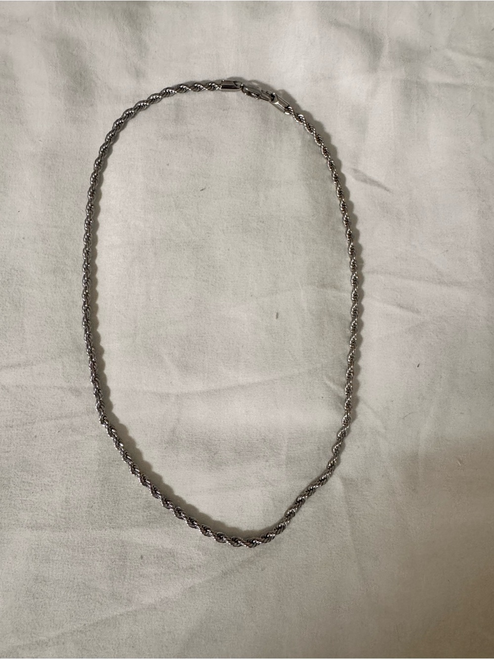 Sterling Look Twisted Rope Chain Necklace - White Gold Tone